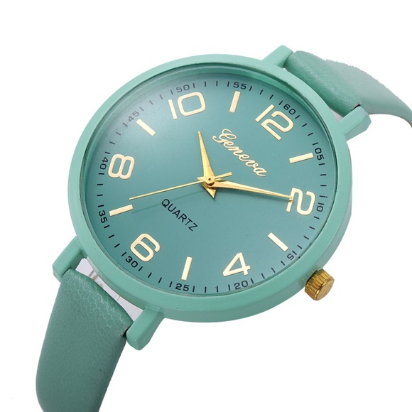 Mint Color Faux leather wrist watch - Picture 2 of 2